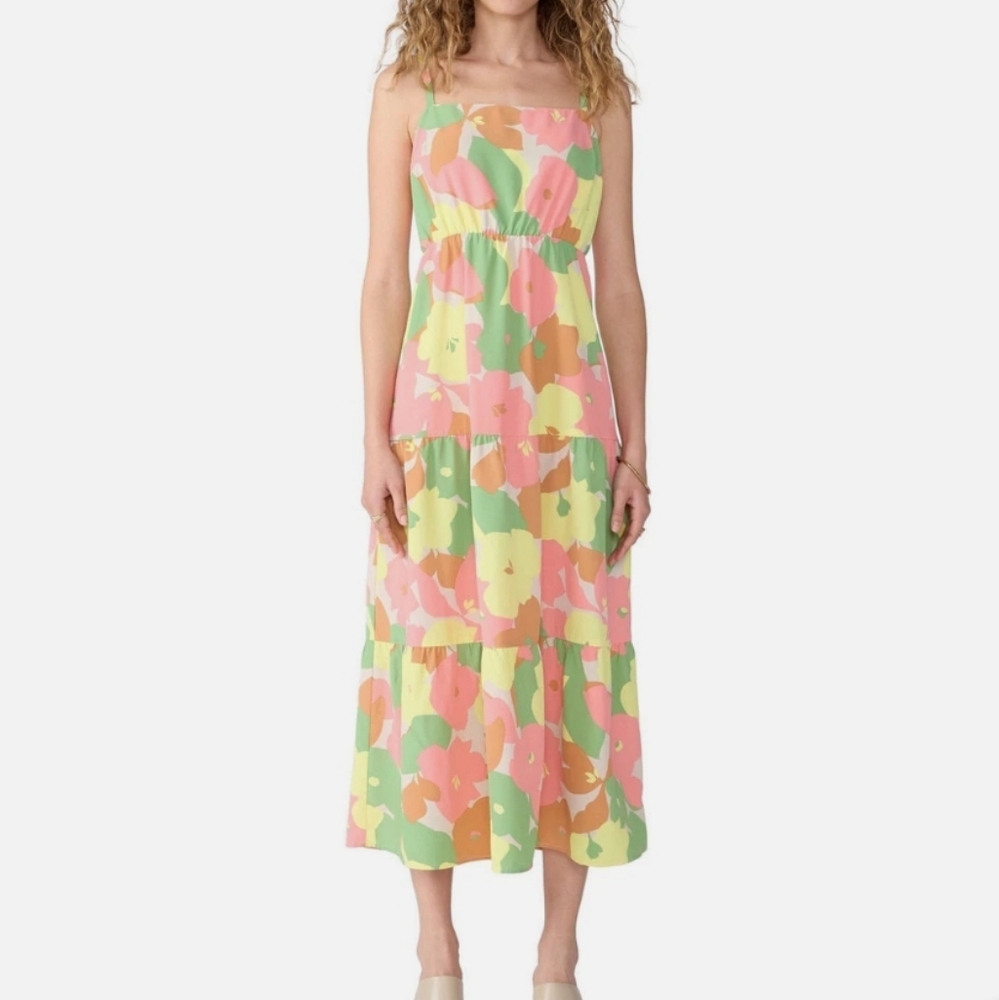 Floral Maxi Dress in Pink and Green